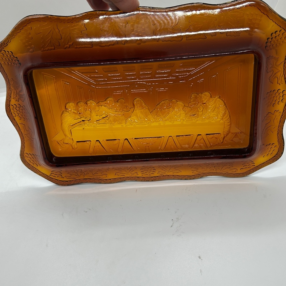 Indiana Glass Amberina Tiara Last Supper Tray serving Plate. 11 x 7 inches. - Picture 9 of 13